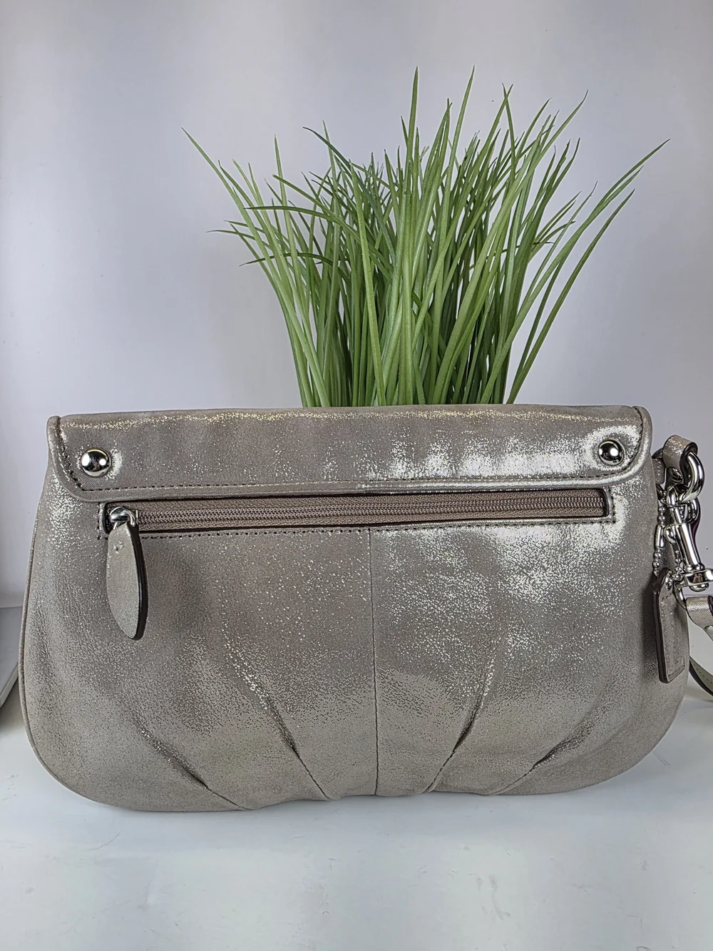 Coach Metallic Champagne Sparkly Gold Wristlet Clutch Bag